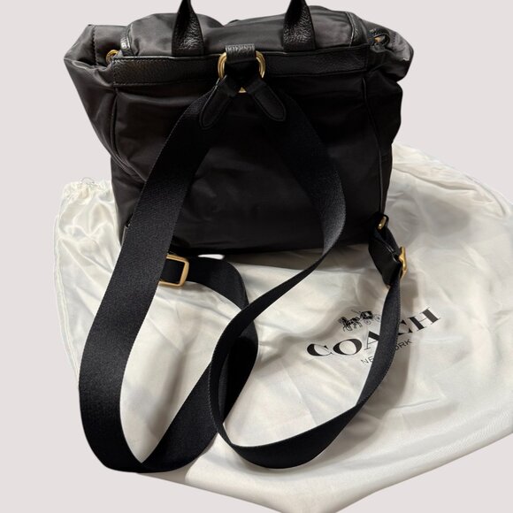 Coach Black Nylon Backpack / Vintage Rose Lining / Purse Protector Bag - Picture 9 of 12